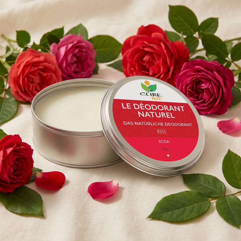 Déodorant naturel Rose CureNat dans son pot en aluminium