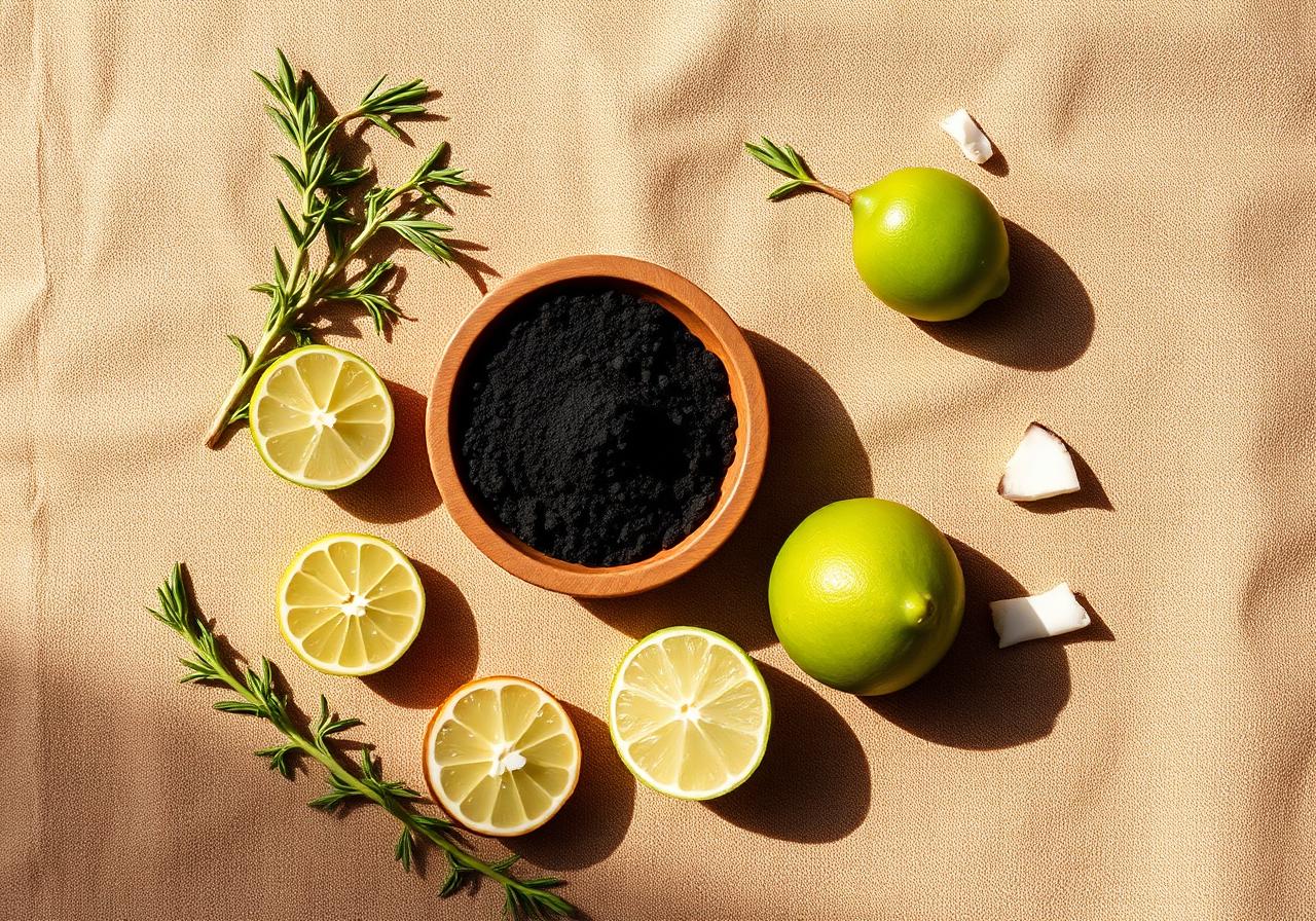 Ingrédients naturels Savon Détox Charbon Actif Romarin & Citron Vert