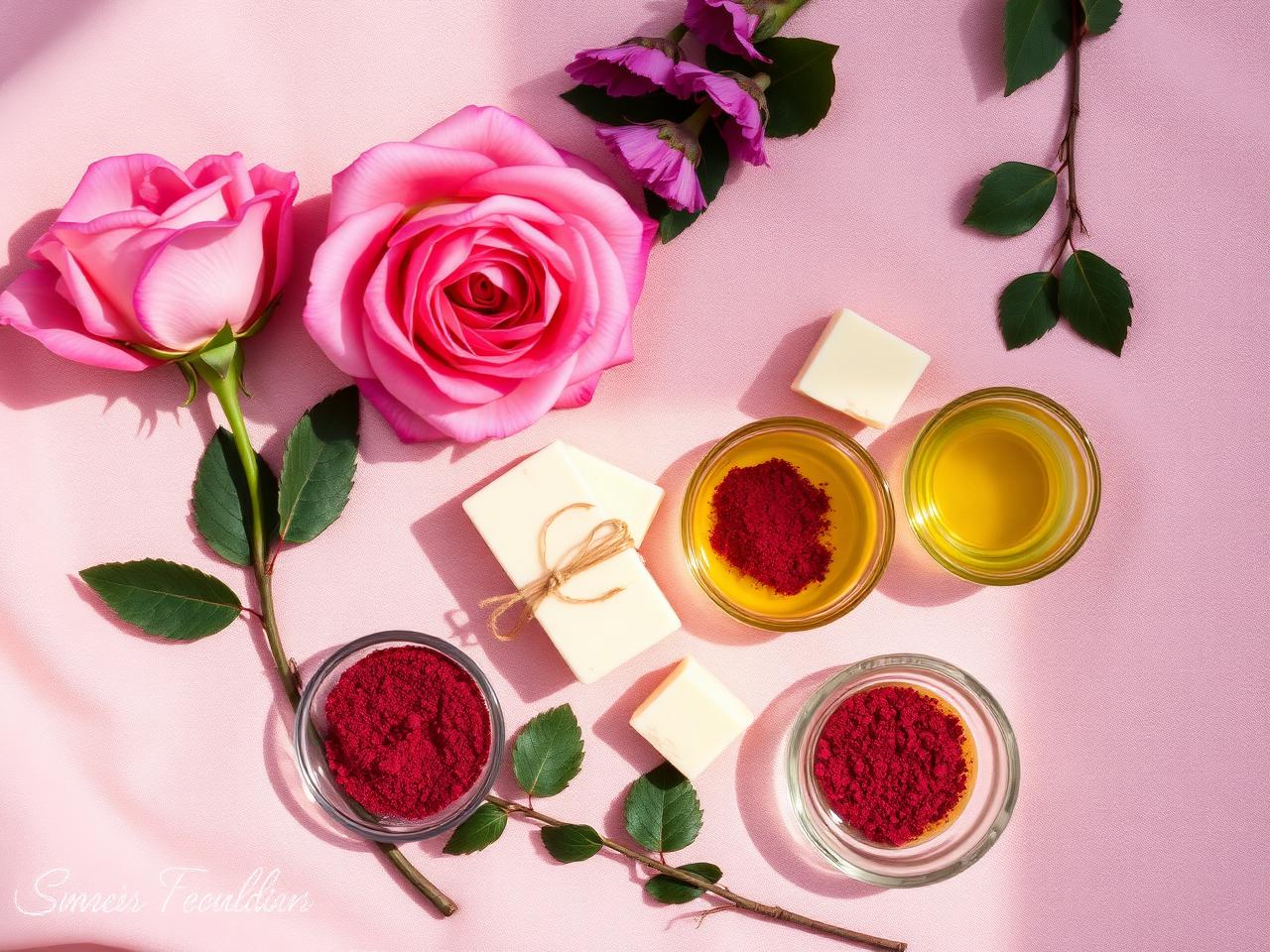 Ingrédients naturels Savon Naturel Rose & Géranium